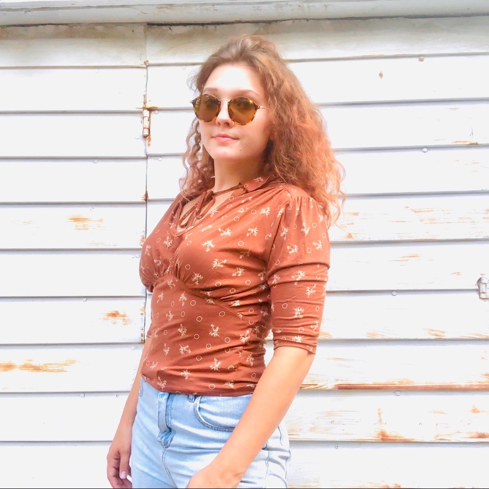 Rust Orange Free People Autumn Top Blouse